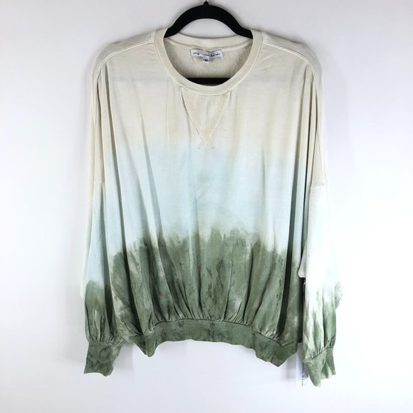 NWT Young Fabulous & Broke Green Cream Ombre Long Sleeve Pullover Sweatshirt M - Picture 1 of 5